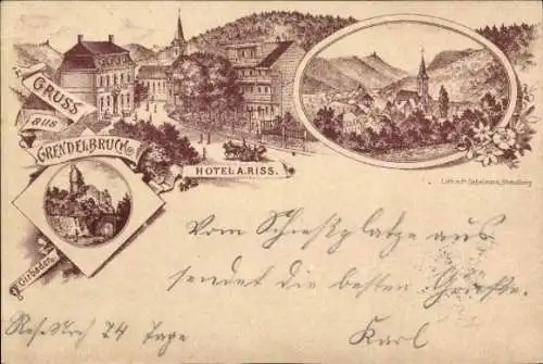 Litho Grendelbruch Elsass Bas Rhin, Hotel, Stadtansicht