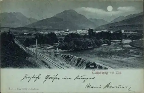 Mondschein Ak Tamsweg in Salzburg, Panorama von Süden