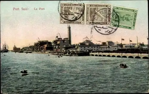 Ak Port Said Ägypten, Der Hafen