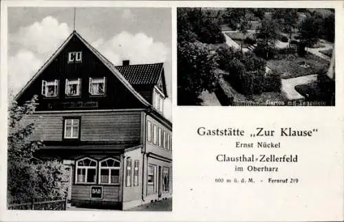 Ak Clausthal Zellerfeld im Oberharz, Gaststätte Zur Klause, Garten, Tanzdiele