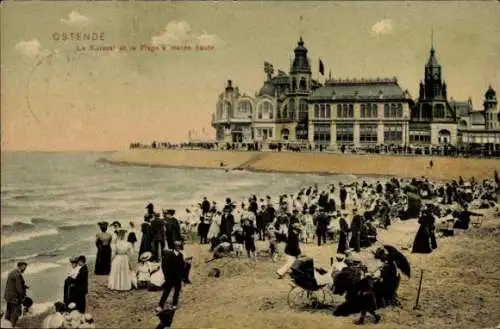 Ak Oostende Ostende Westflandern, Kursaal, la Plage a mares haute