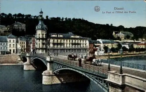 Ak Dinant Wallonien Namur, Die Brücke und das Hôtel des Postes