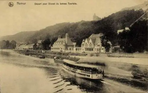 Ak Namur Wallonien, Abfahrt nach Dinant mit dem Touristenboot