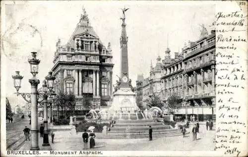 Ak Brüssel Brüssel, Anspach-Denkmal