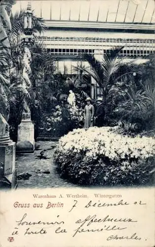 Ak Berlin, Wintergarten Warenhaus A. Wertheim, Innenansicht