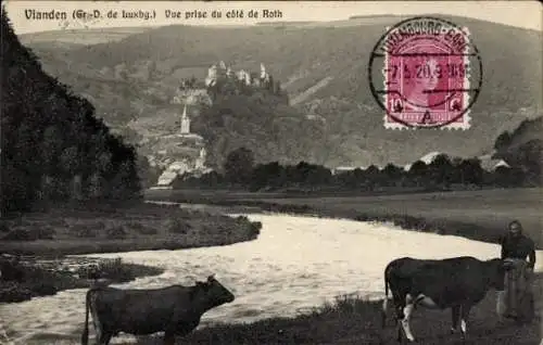 Ak Vianden Luxembourg, Blick von der Seite von Roth