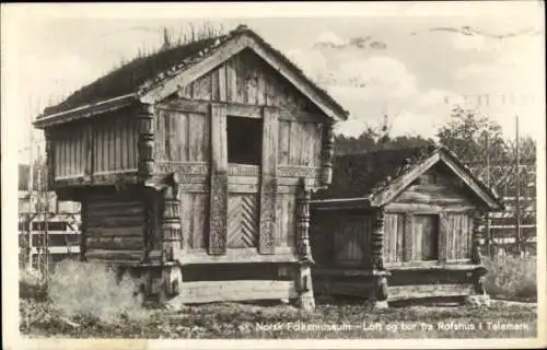 Ak Oslo Norwegen, Norsk Folkemuseum, Loft og bur fra Rofshus i Telemark