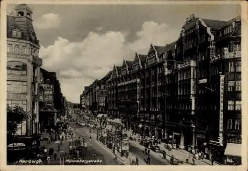 Ak Hamburg, Mönckebergstraße, Geschäfte, Straßenbahn