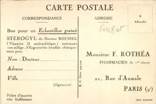 Ak Paris IX, Reklame, Pharmacien F. Rothea, Sterogyl, Docteur Roussel