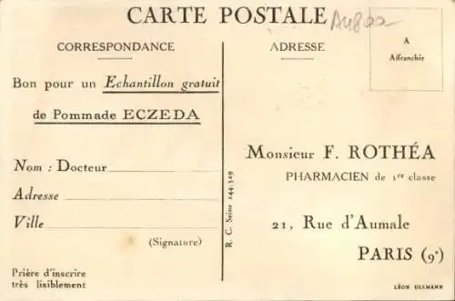 Ak Paris IX, Reklame, Pharmacien F. Rothea, Pommade Eczeda