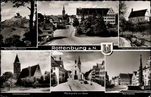 Ak Rottenburg am Neckar, Wurmlinger Kapelle, Marktplatz, Dom, Sülchenkapelle