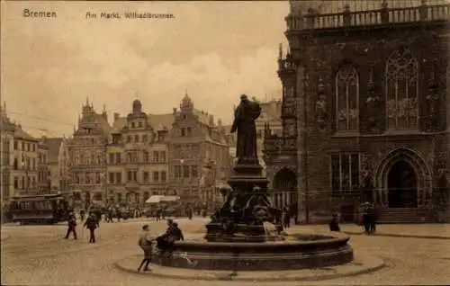 Ak Hansestadt Bremen, Am Markt, Wilhadibrunnen