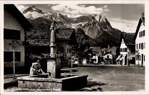 Ak Garmisch Partenkirchen in Oberbayern, Sonnenbergstraße, Brunnen