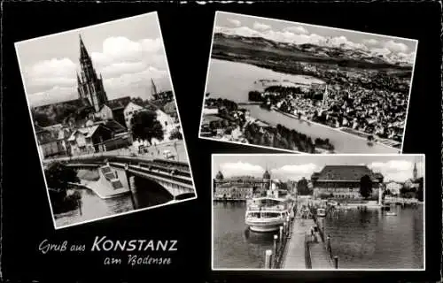 Ak Konstanz am Bodensee, Hafen, Kirche, Luftaufnahme