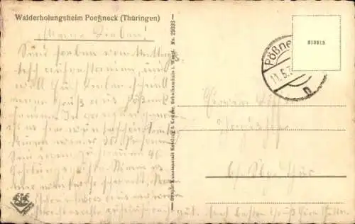 Ak Pößneck in Thüringen, Walderholungsheim, Vorderansicht
