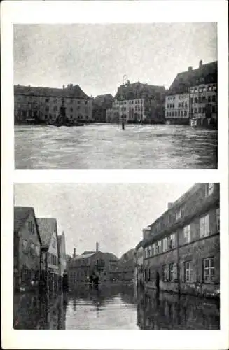 Ak Nürnberg in Mittelfranken, Marktplatz, Vorstadt Wöhrd, Hochwasser-Katastophe, 05. Februar 1909