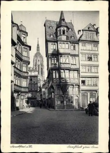 Ak Frankfurt am Main, Durchblick zum Dom, Turm, Turmuhr