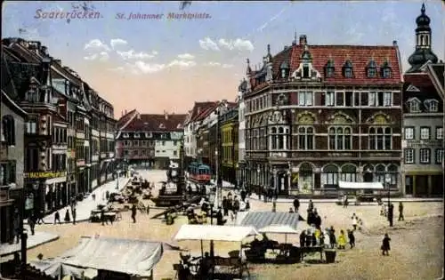 Ak St. Johann Saarbrücken im Saarland, Marktplatz