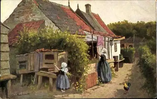 Künstler Ak Gerstenhauer, Johann Georg, niederländisches Motiv, Bauernhaus