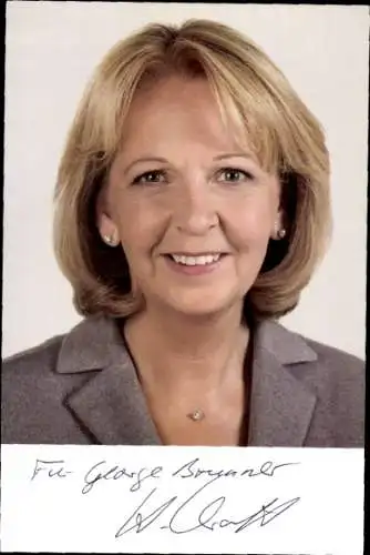 Ak Politikerin Hannelore Kraft, Ministerpräsidentin des Landes NRW, Portrait, Autogramm