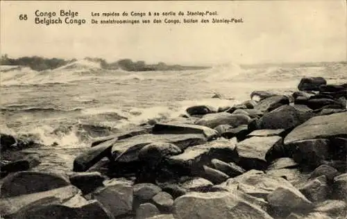 Ganzsachen Ak DR Kongo Zaire, The Congo Rapids bei seinem Ausgang aus dem Stanley Pool