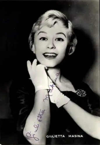Ak Schauspielerin Giulietta Masina, Portrait, Autogrammstempel