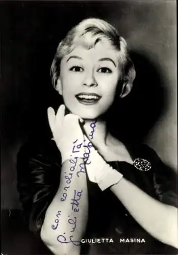 Ak Schauspielerin Giulietta Masina, Portrait, Autogrammstempel
