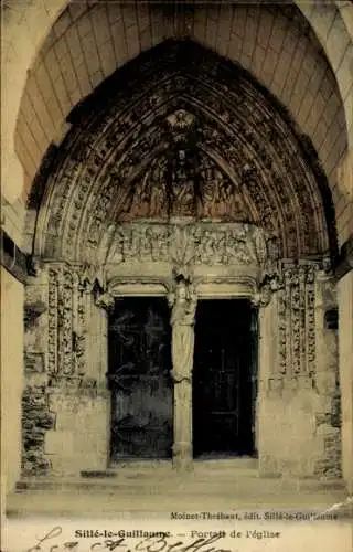 Ak Sillé le Guillaume Sarthe, Portal de Kirche