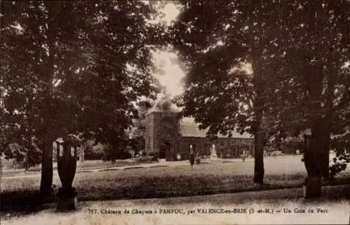 Ak Pamfou Seine et Marne, Schloss Chapuis, Park