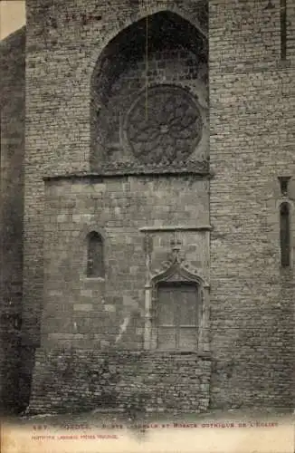 Ak Cordes Tarn, Porte Laterale, Rosace Gothique de l'Eglise