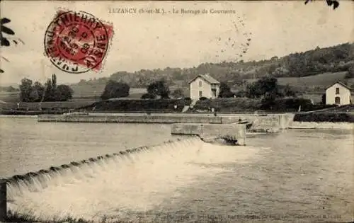 Ak Luzancy Seine et Marne, Der Courtaron-Staudamm