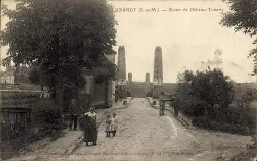 Ak Luzancy Seine et Marne, Route de Château Thierry