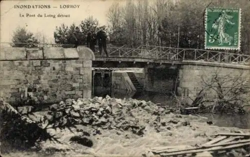 Ak Lorroy Seine et Marne, Brücke zerstört