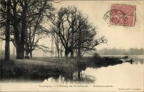 Ak Nesles Lumigny Nesles Ormeaux Seine et Marne, Embarcadere, Étang de Guerlande