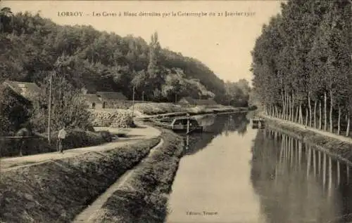 Ak Lorroy Seine et Marne, Die durch die Katastrophe zerstörten Caves à Blanc