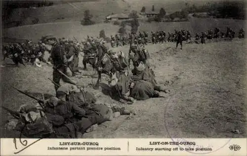 Ak Lizy sur Ourcq Seine et Marne, Infanterie bricht auf, um Stellung zu beziehen