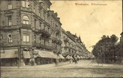 Ak Wiesbaden in Hessen, Wilhelmstraße, Geschäfte