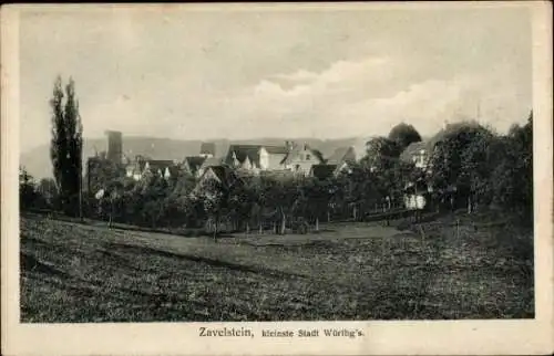 Ak Zavelstein im Schwarzwald Württemberg, Totalansicht, kleinste Stadt Württembergs