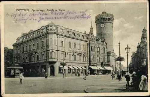 Ak Cottbus in der Niederlausitz, Spremberger Straße, Turm