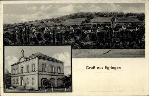 Ak Egringen Efringen Kirchen am Oberrhein, Gesamtansicht, Rathaus