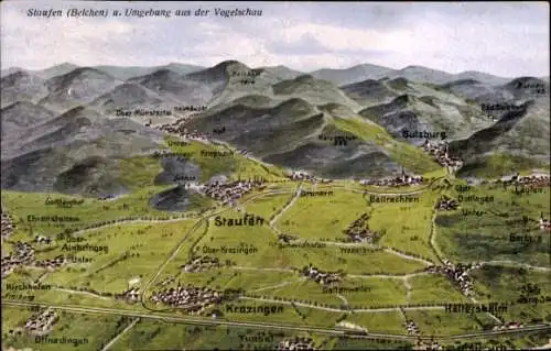 Künstler Ak Felle, Eugen,Staufen im Breisgau, Krazingen, Hellersheim, Ballrechten, Sulzburg, Berberg