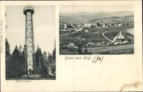 Ak Saig Lenzkirch im Schwarzwald, Gesamtansicht, Hochfirstturm