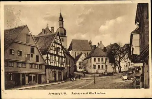 Ak Arnsberg im Hochsauerlandkreis, Rathaus und Glockenturm, Restauration