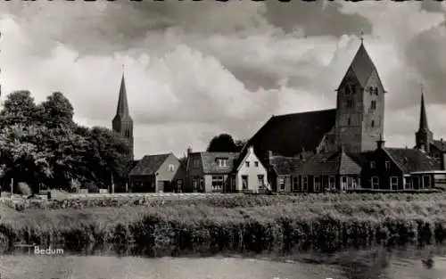 Ak Bedum Groningen Niederlande, Kirche, Teilansicht