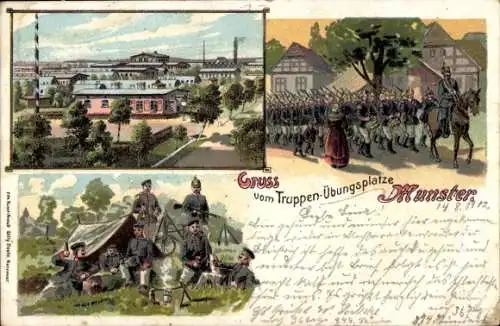 Litho Munster im Heidekreis, Truppenübungsplatz Munsterlager, Parade