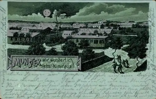 Mondschein Litho Munster im Heidekreis, Truppenübungsplatz bei Nacht