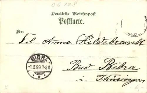 Litho Halle an der Saale, Bahnhof, Giebichenstein, Reifsburg, Promenade, Post, Universität