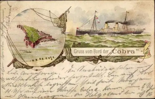 Vorläufer Litho Dampfer Cobra, HAPAG, Helgoland