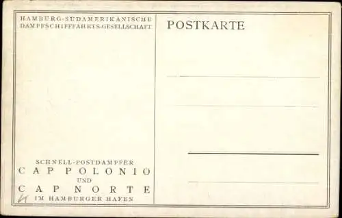 Künstler Ak Schnell-Postdampfer Cap Polonio und Cap Norte im Hamburger Hafen, HSDG