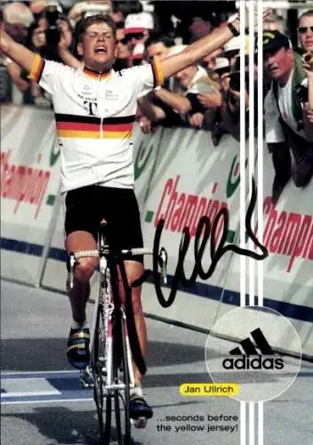 Autogrammkarte Radrennfahrer Jan Ulrich, Tour de France 1997, Reklame, Adidas, Autogramm